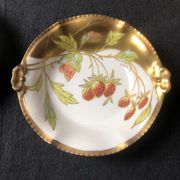 Five Antique Limoges Porcelain Berry Plates: Hand-Painted Gilbert, Gilded