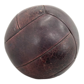 Vintage Mahogany Leather Medicine Ball, 1930's