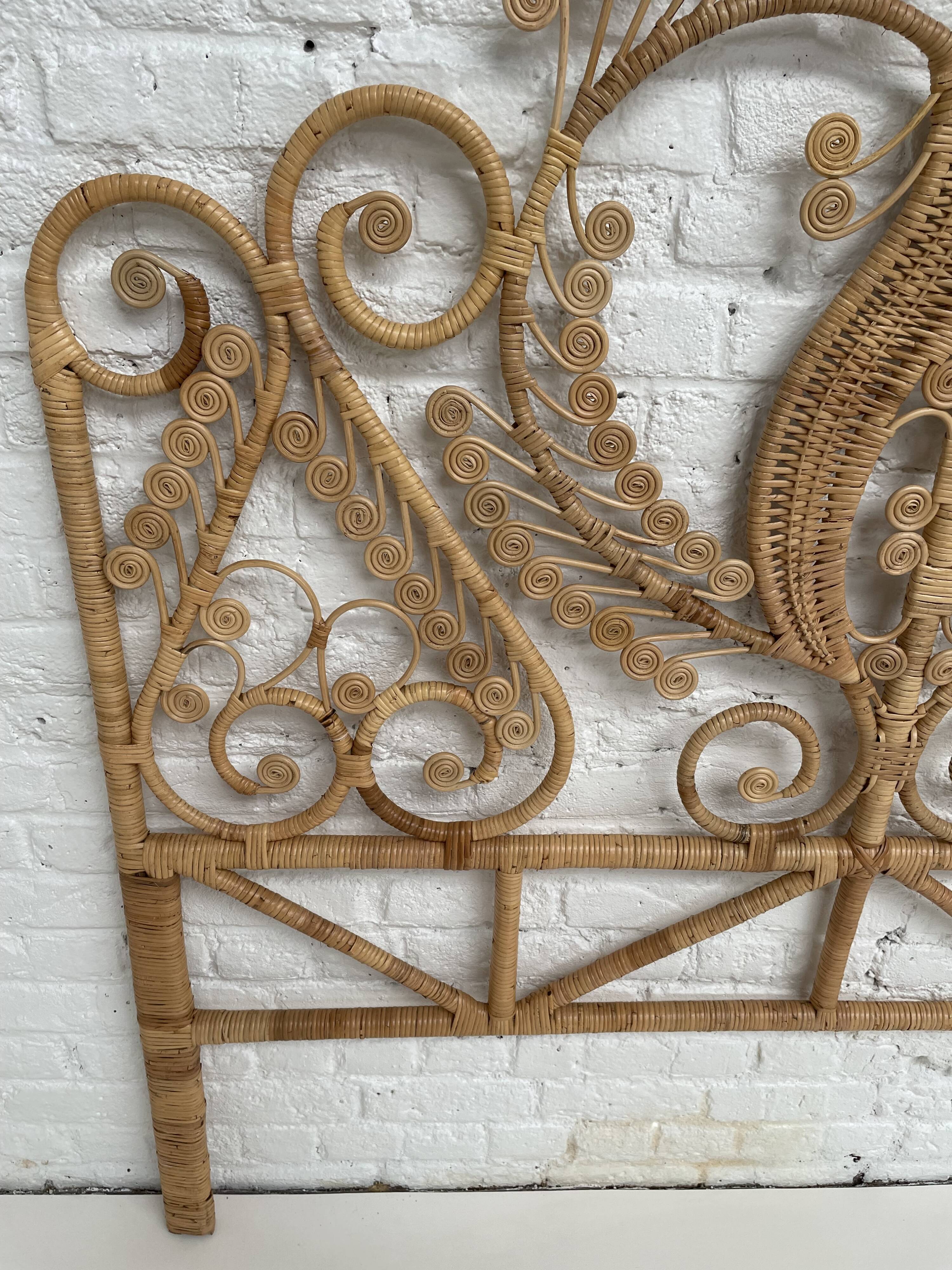 Peacock style rattan headboard