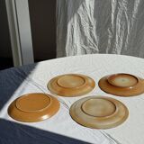 Set of 4 vintage stoneware plates, including 2 with floral motifs