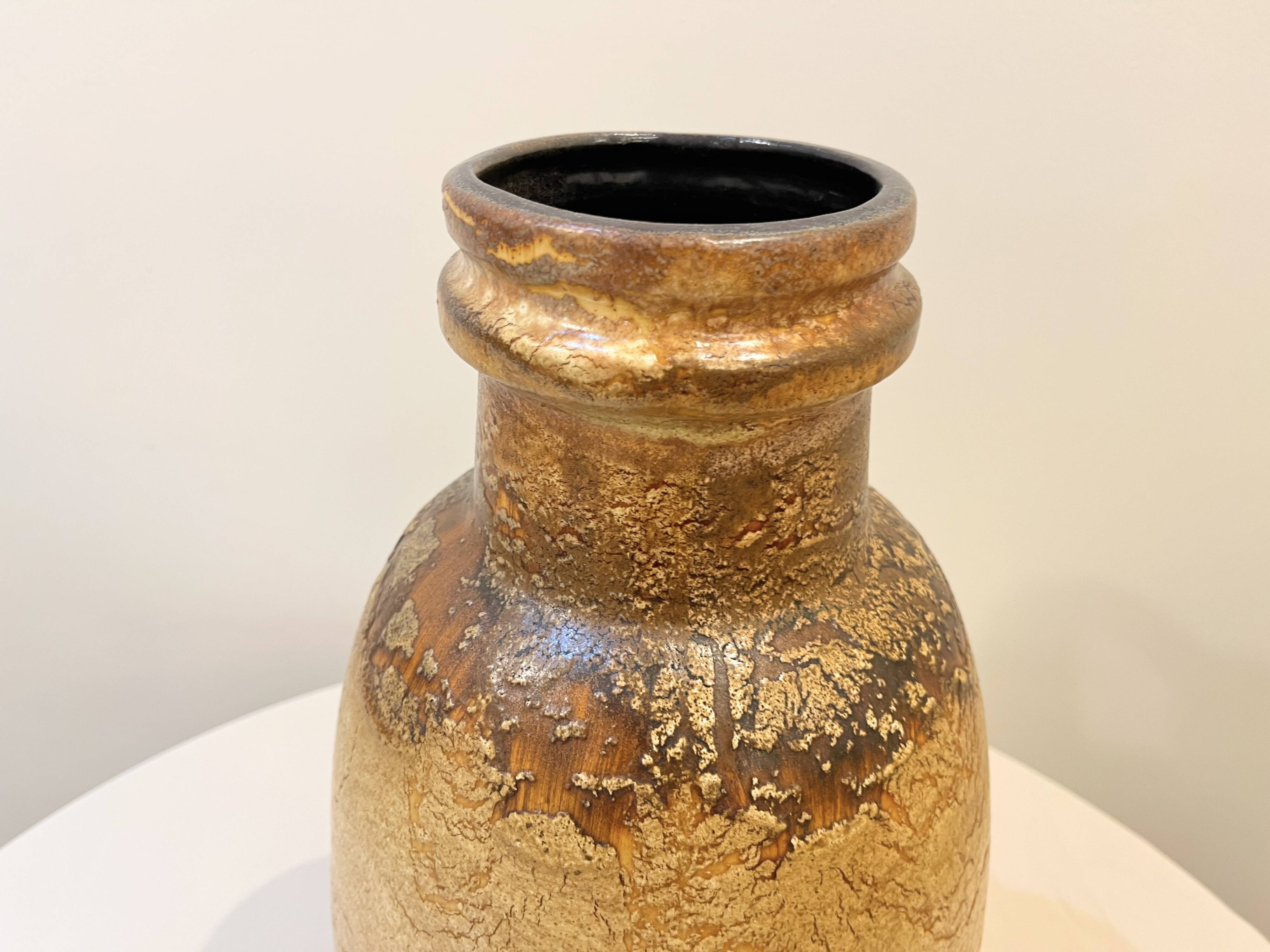 XXL Floor vase ceramic beige brown Scheurich 417-42 Fat Lava West Germany vintage 1950s 1960s