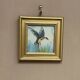 Mid-Century Oil on Panel – “Birds” by Unknown, Vintage & Framed 11 × 11 cm