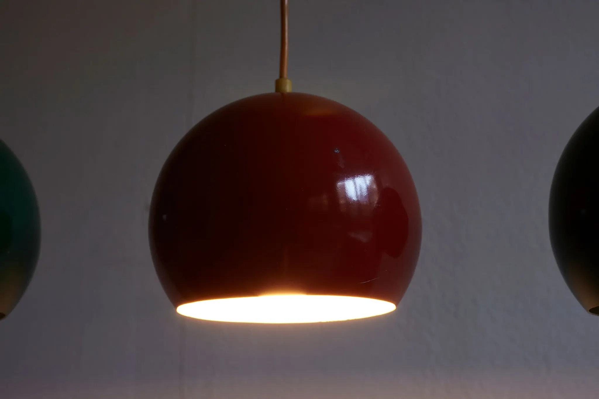 Set of Three Vintage Pendant Lights, Denmark 1970s
