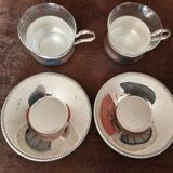 Set of 2 metal cups and saucers