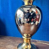 Italian design lamp in silver and gold ceramic. 1970s.