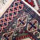 Handmade vintage rug Uzbek Bukhara 56cm x 83cm 1970s