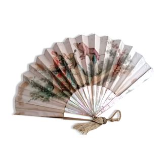 Silk and mother-of-pearl fan Napoleon III by A.Lauronce