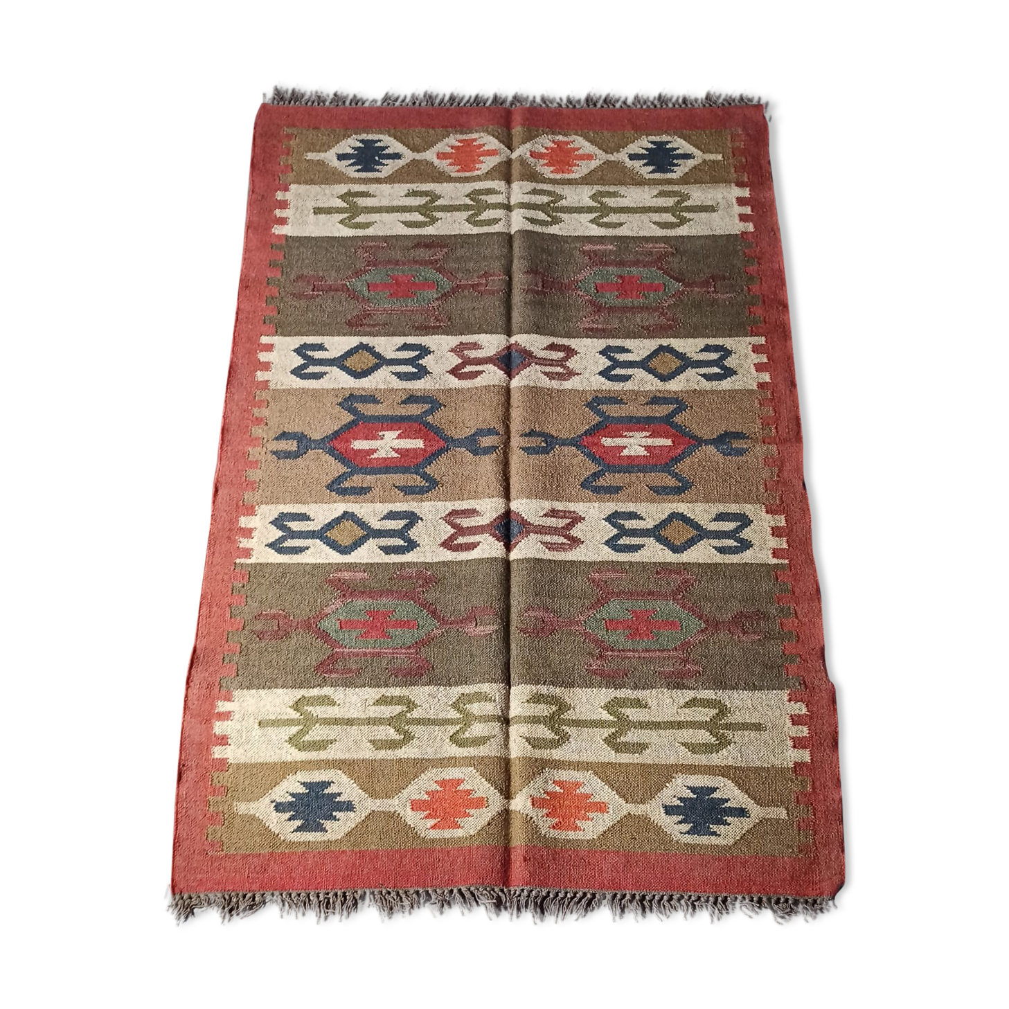 Kilim carpet in burlap and cotton - 120cm x 180cm