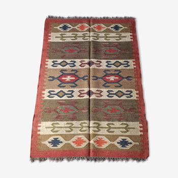 Kilim carpet in burlap and cotton - 120cm x 180cm