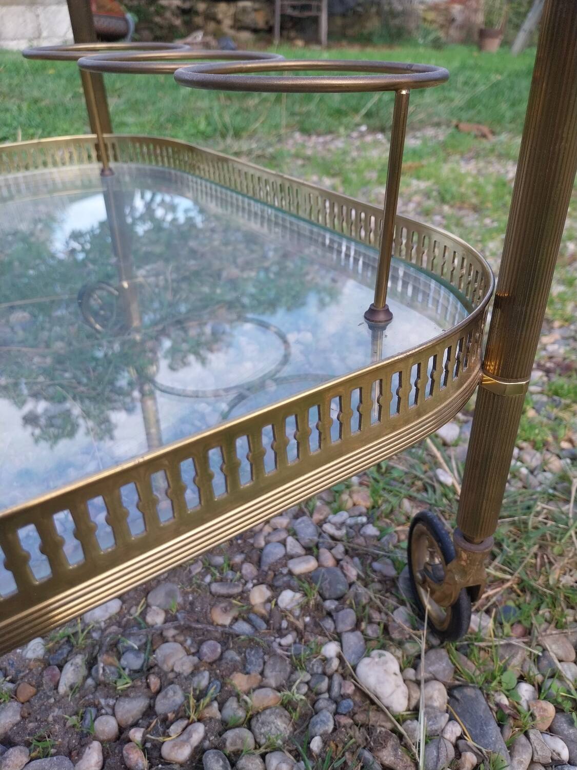 Gold-plated brass serving trolley