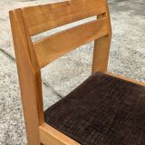 Pair of Maison Regain Elm Sled Chairs, Vintage 1960s