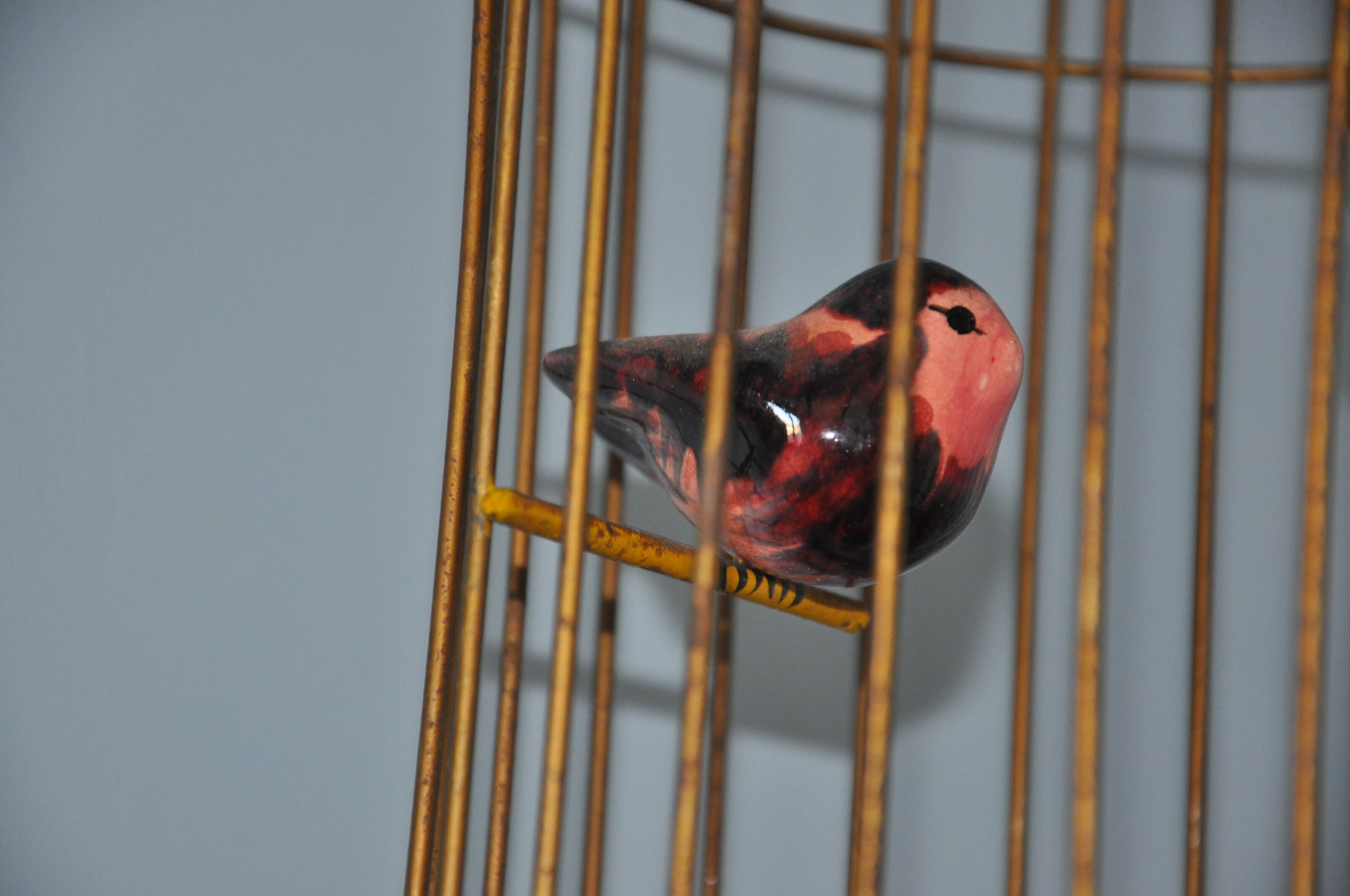 Lustre suspension cage à oiseaux vintage