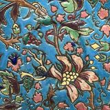 Longwy, small enamel plate with floral decoration, 19th century