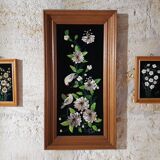Mother-of-pearl paintings and shells, signed Gina Foucher
