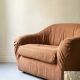 Velvet armchair in peach-orange, Steiner Paris France 1970