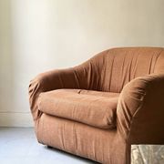 Velvet armchair in peach-orange, Steiner Paris France 1970