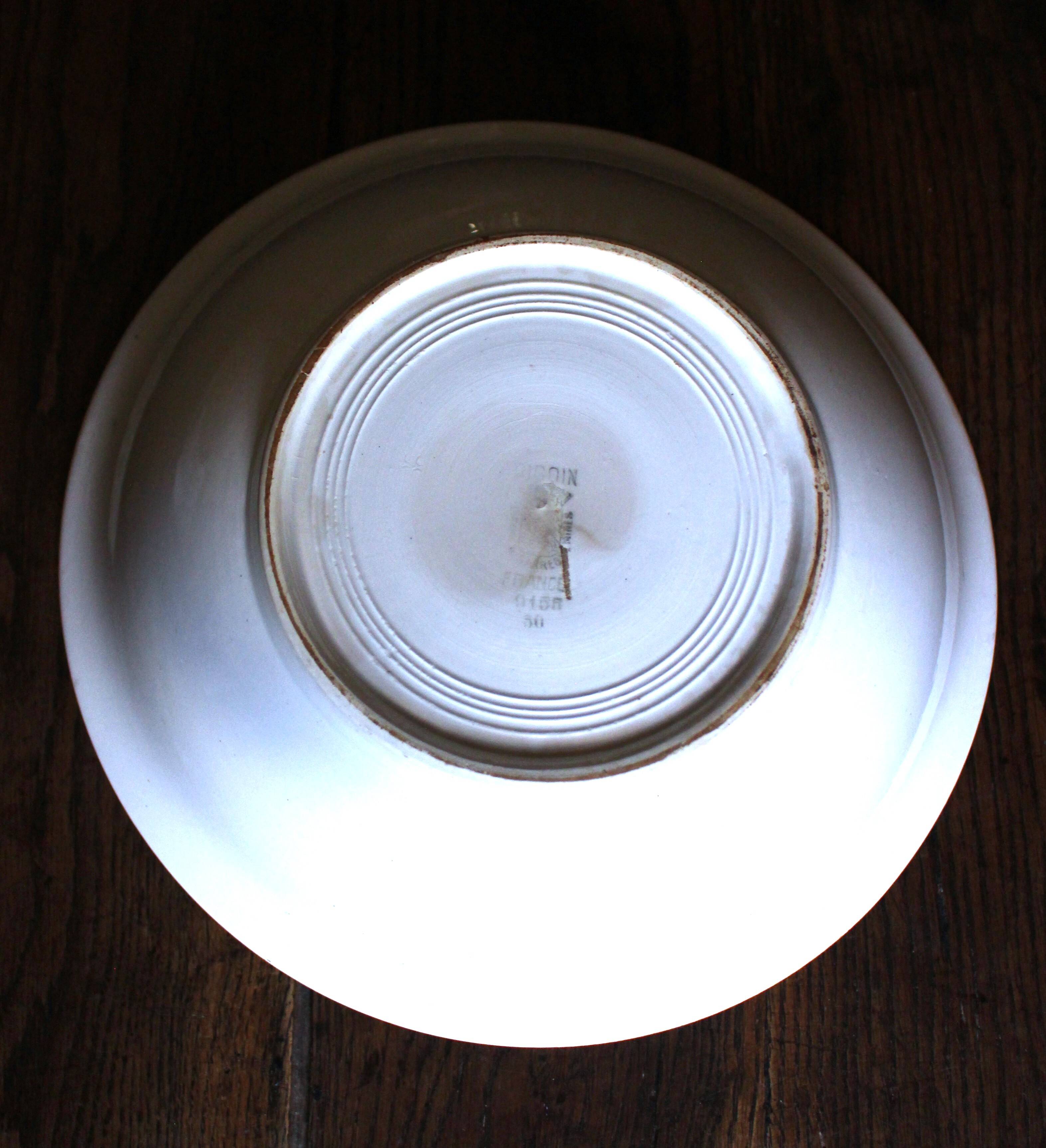 Blue salad bowl Digoin Art Deco Flowers