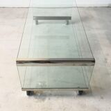 Coffee table in glass and chrome of Pierangelo Galotti for Galotti & Radice 1975