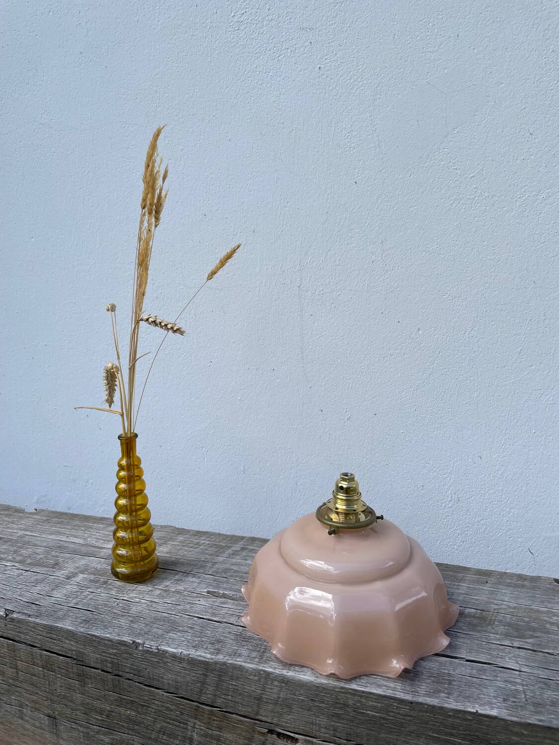Opaline powder pink glass pendant light