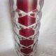 Vase - 3-sided faceted overlay ruby red - 24cm moulded crystal glass