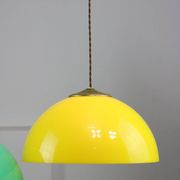 Vintage Italian Brass and Yellow Plexiglas Pendant Lamp