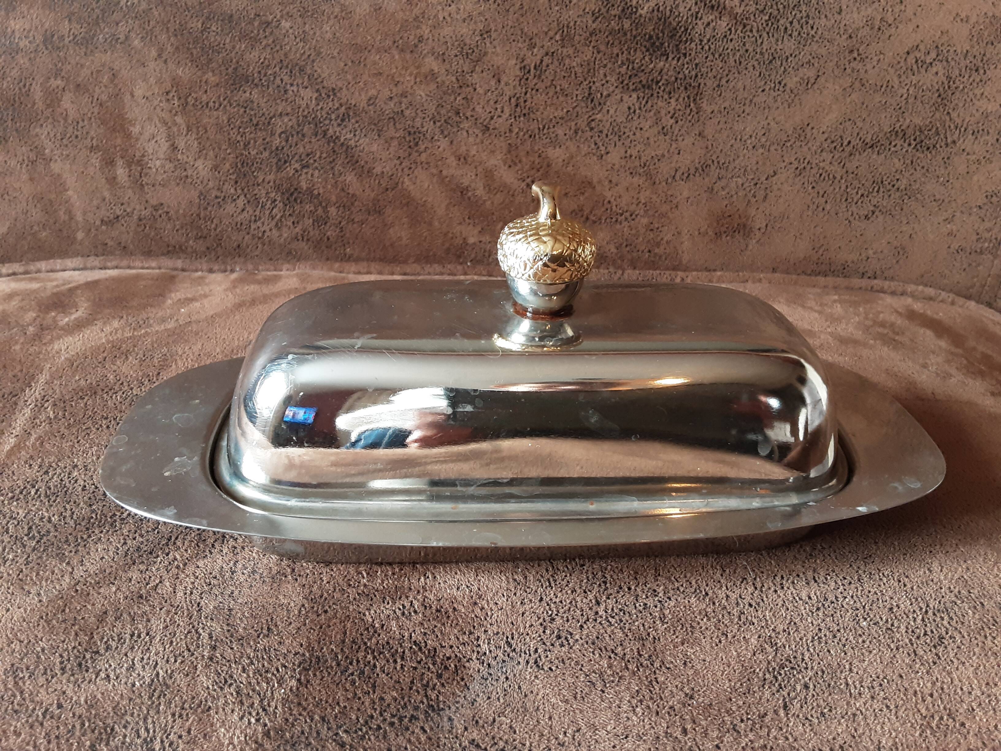 Original vintage metal butter dish