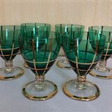 Ensemble de 6 verres à pied vert et or