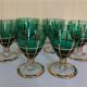 Set of 6 green and gold stemmed glasses