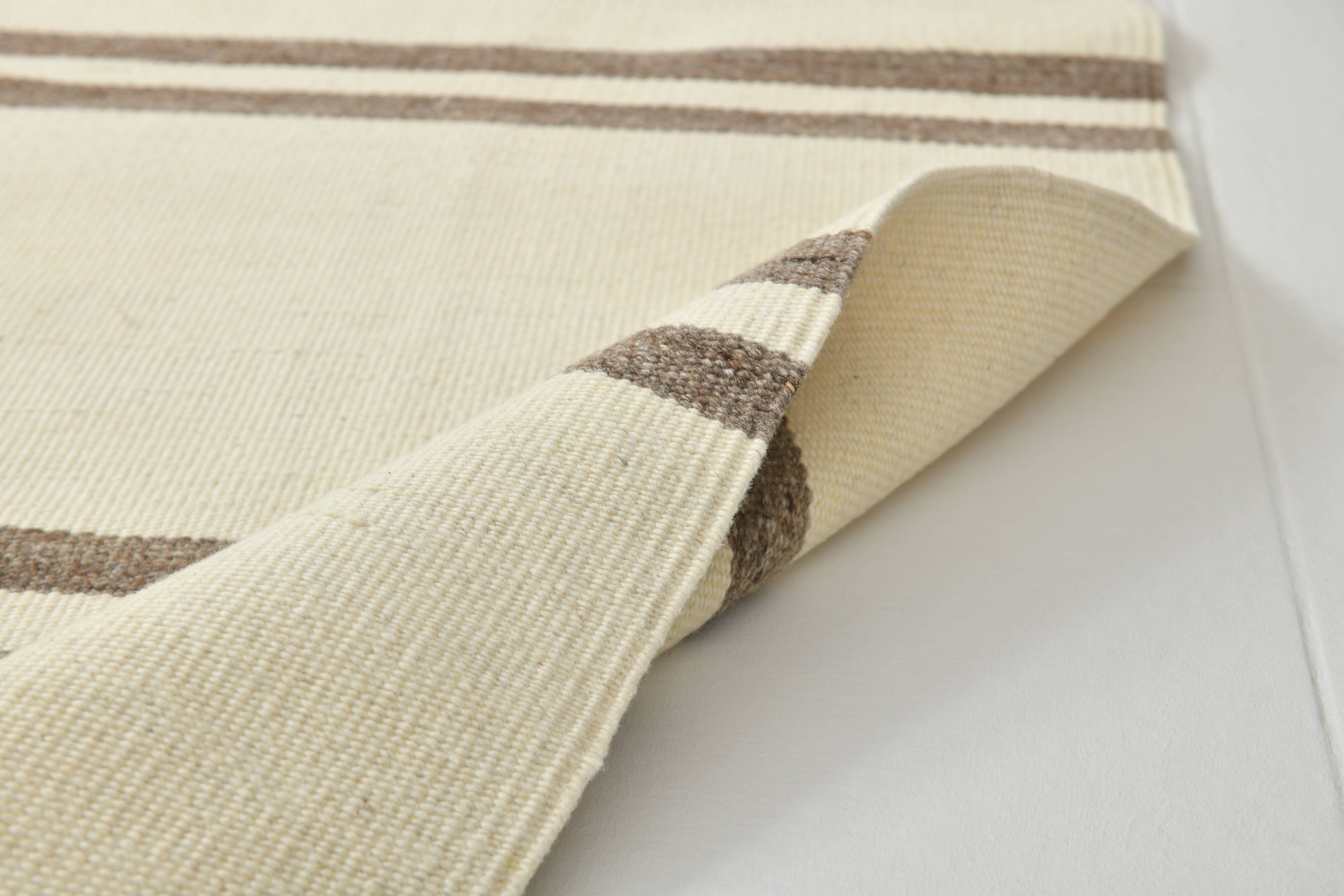 6x9 Cream & Brown Contemporary Vintage Kilim Rug, 184x282Cm
