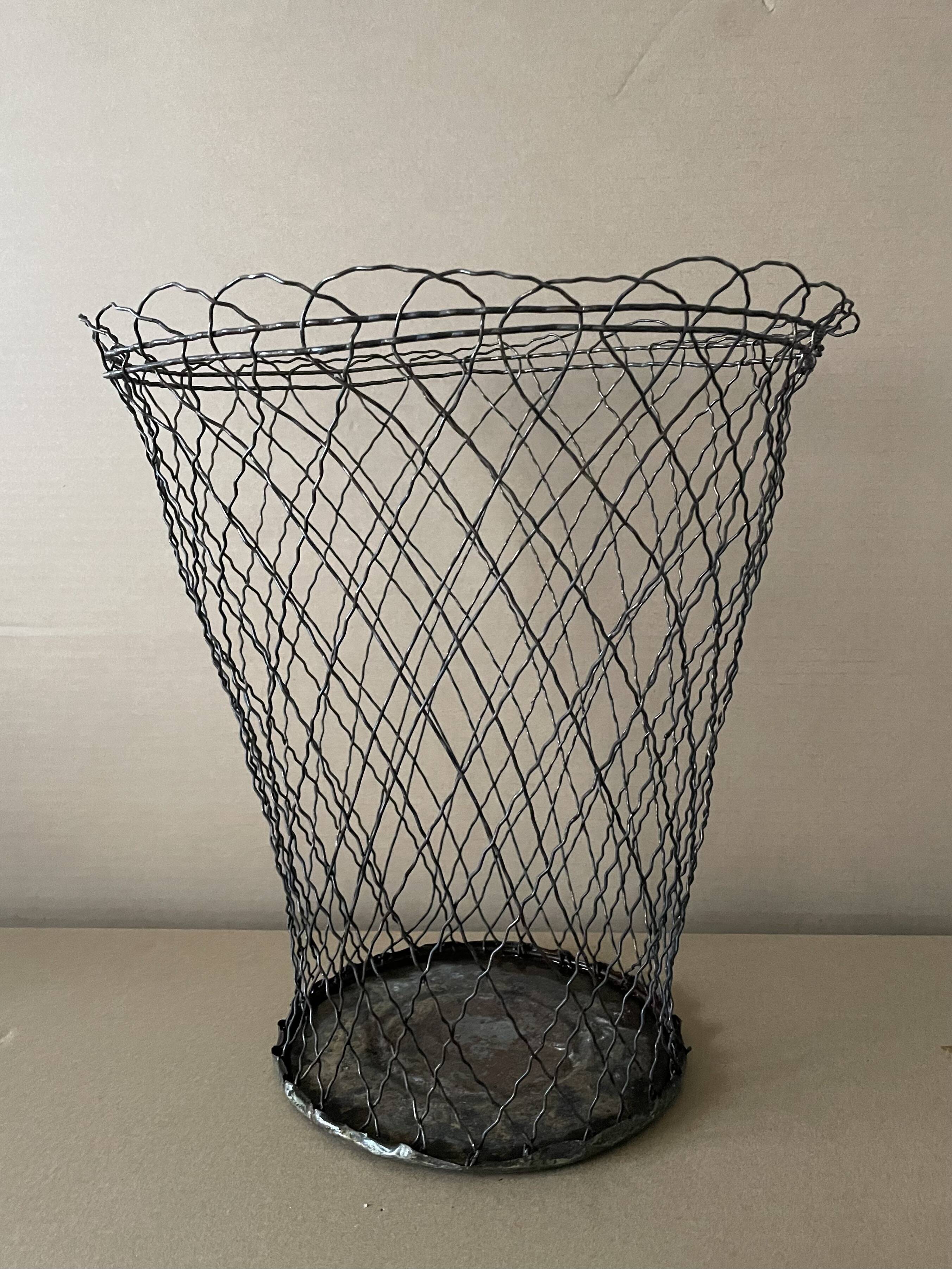 Old metal wastebasket
