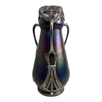 Art glass vase in the Jugendstil style by Wilhelm Kralik Sohne