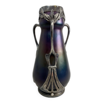 Art glass vase in the Jugendstil style by Wilhelm Kralik Sohne