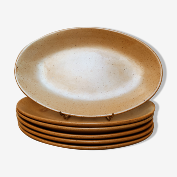 Set of 6 oval sandstone plates