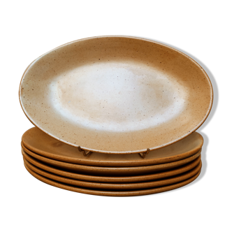 Set of 6 oval sandstone plates