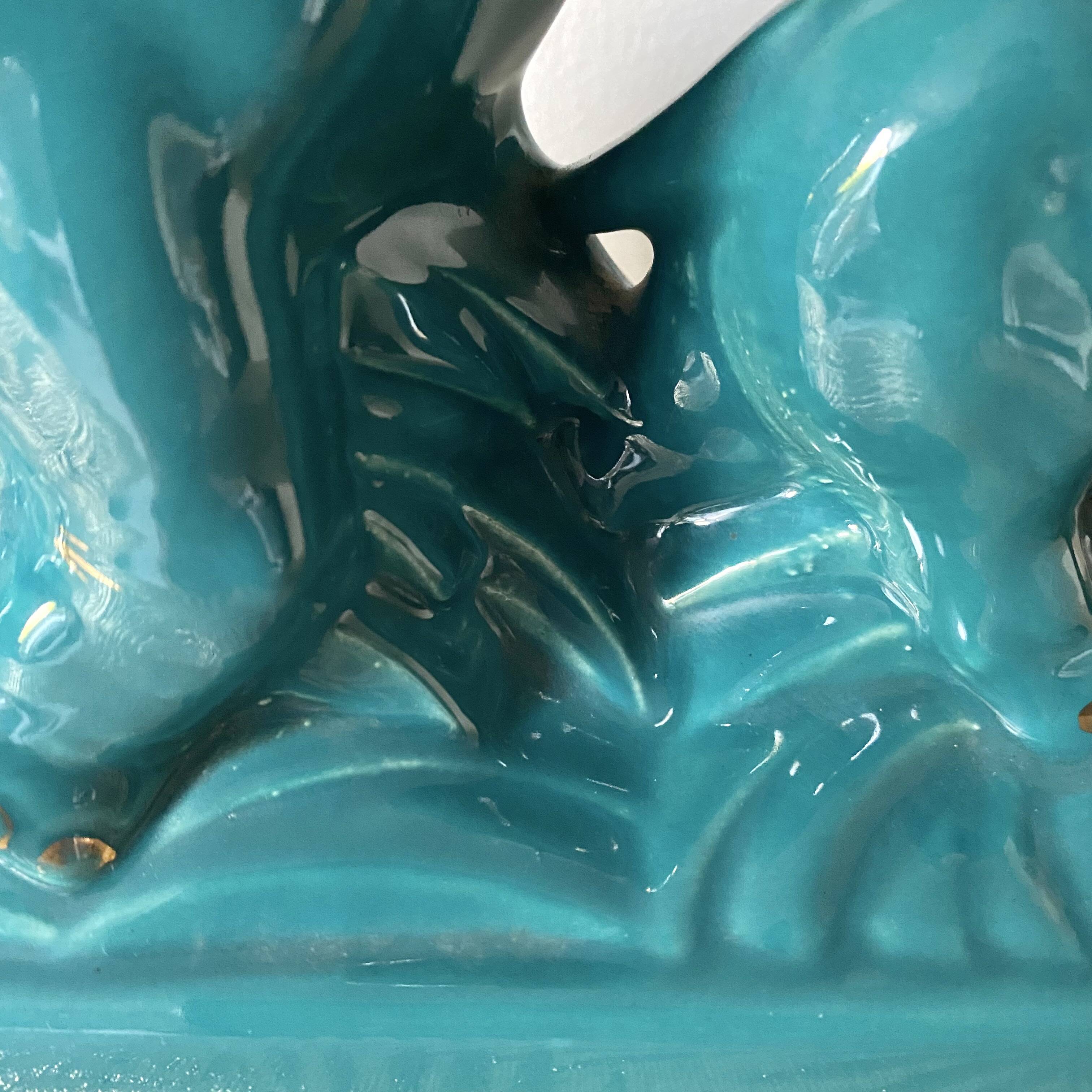 Turquoise and gold art deco ceramic elephants