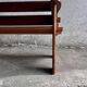 Dark brown solid wood Brutalist 3-seater bench — sculptural mid-century seating (1960s/70s)
