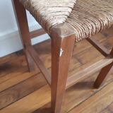 Wooden and straw stool
