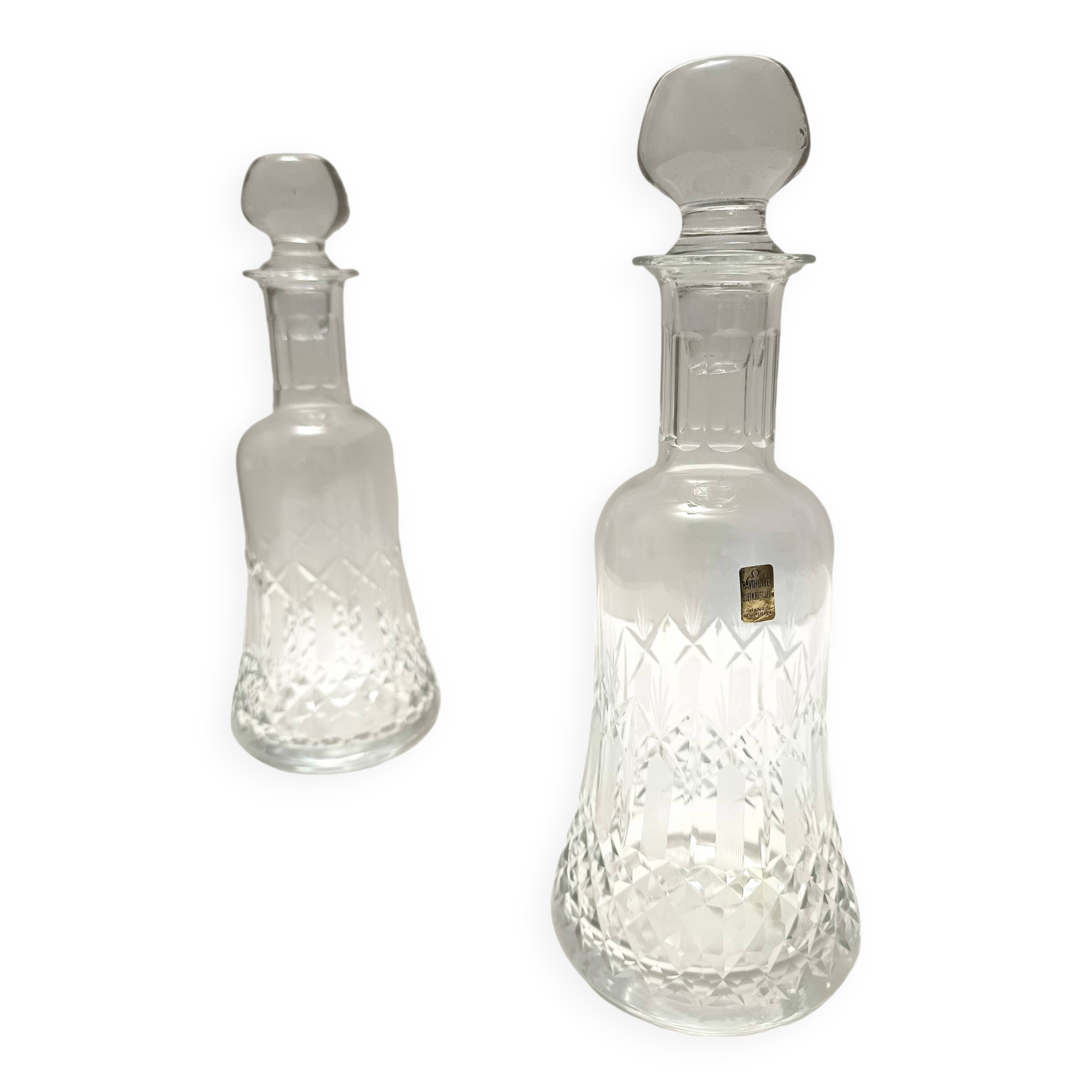 Pair of Transparent Crystal Decanter Bottles by Bleikristall, Germany