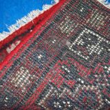 Vintage persian hamadan handmade carpet 1.3' x 1.9' (40cm x 59cm) 1970s, 1c762