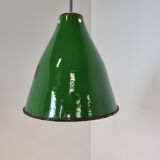 Small vintage industrial green enamel pendant lights, 1960s