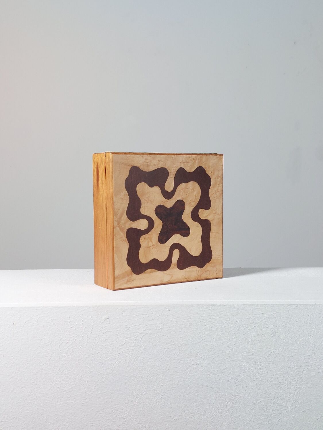 Handmade vintage wooden box with inlays