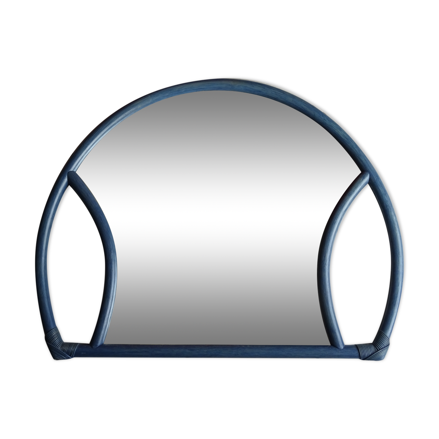 Bamboo mirror half circle 70/80s - 97x76cm
