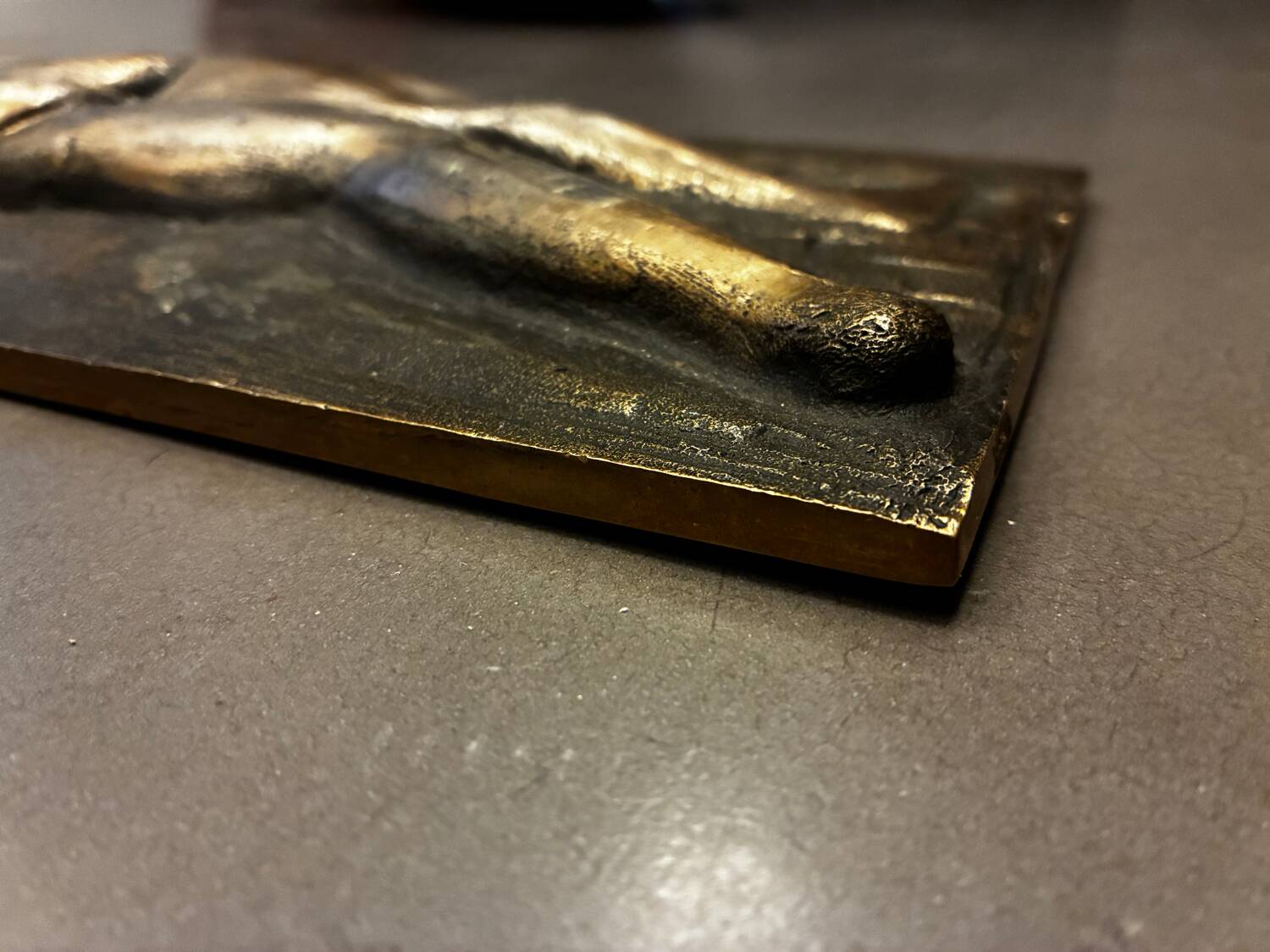 Bronze bas-relief wall panel, signed 20th century