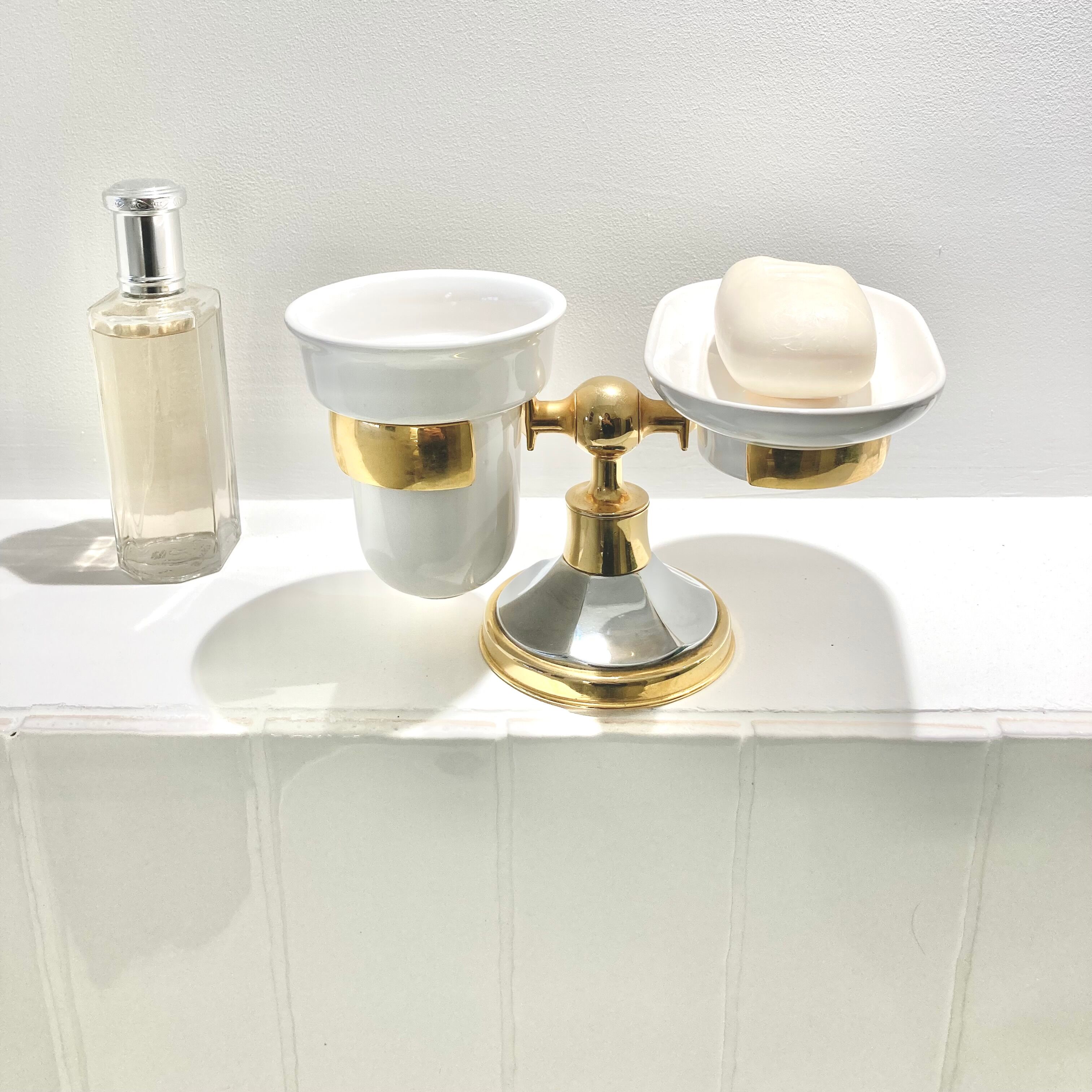 Art Deco soap dish and toothbrush holder