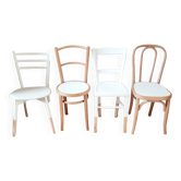 Set of 4 vintage wood and white chairs