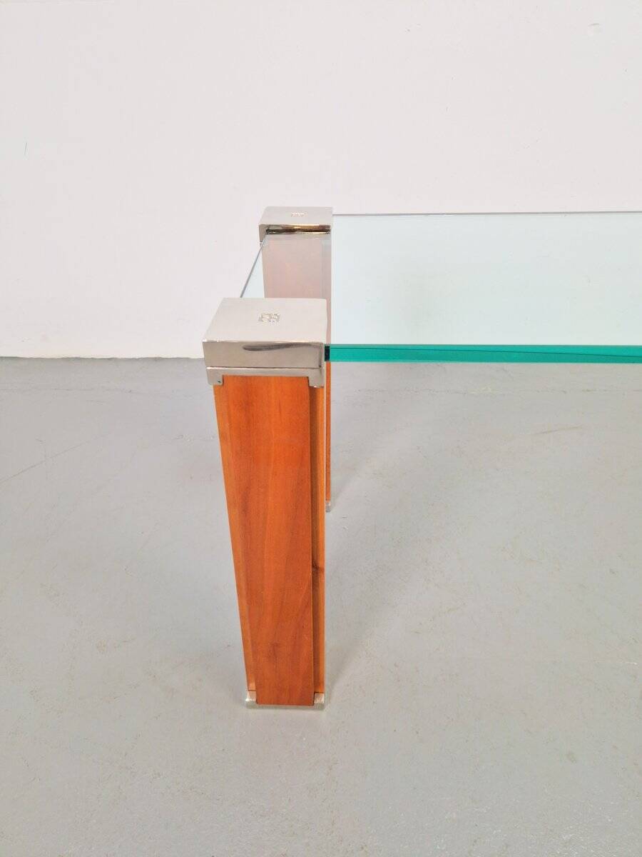 Pioneer T66 Cherry Wood & Glass Side Table from Peter Ghyczy, 1980s