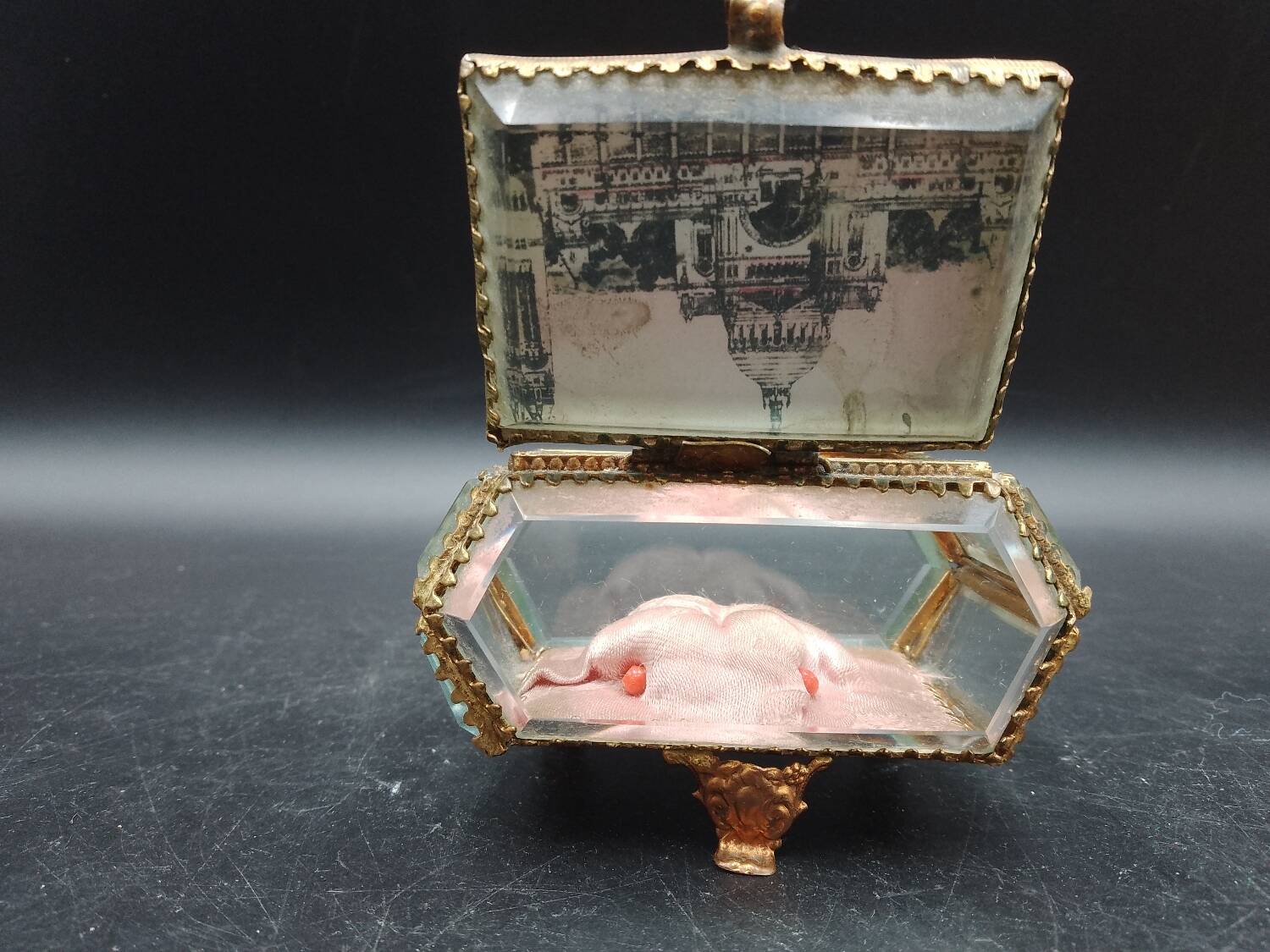 Mini Boîte à Bijoux Napoléon III En Laiton Et Verre Biseauté - Occasion, Décoration Vintage