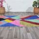 Pure wool rug with traditional coloured patterns, size 1.5/2.5 m.