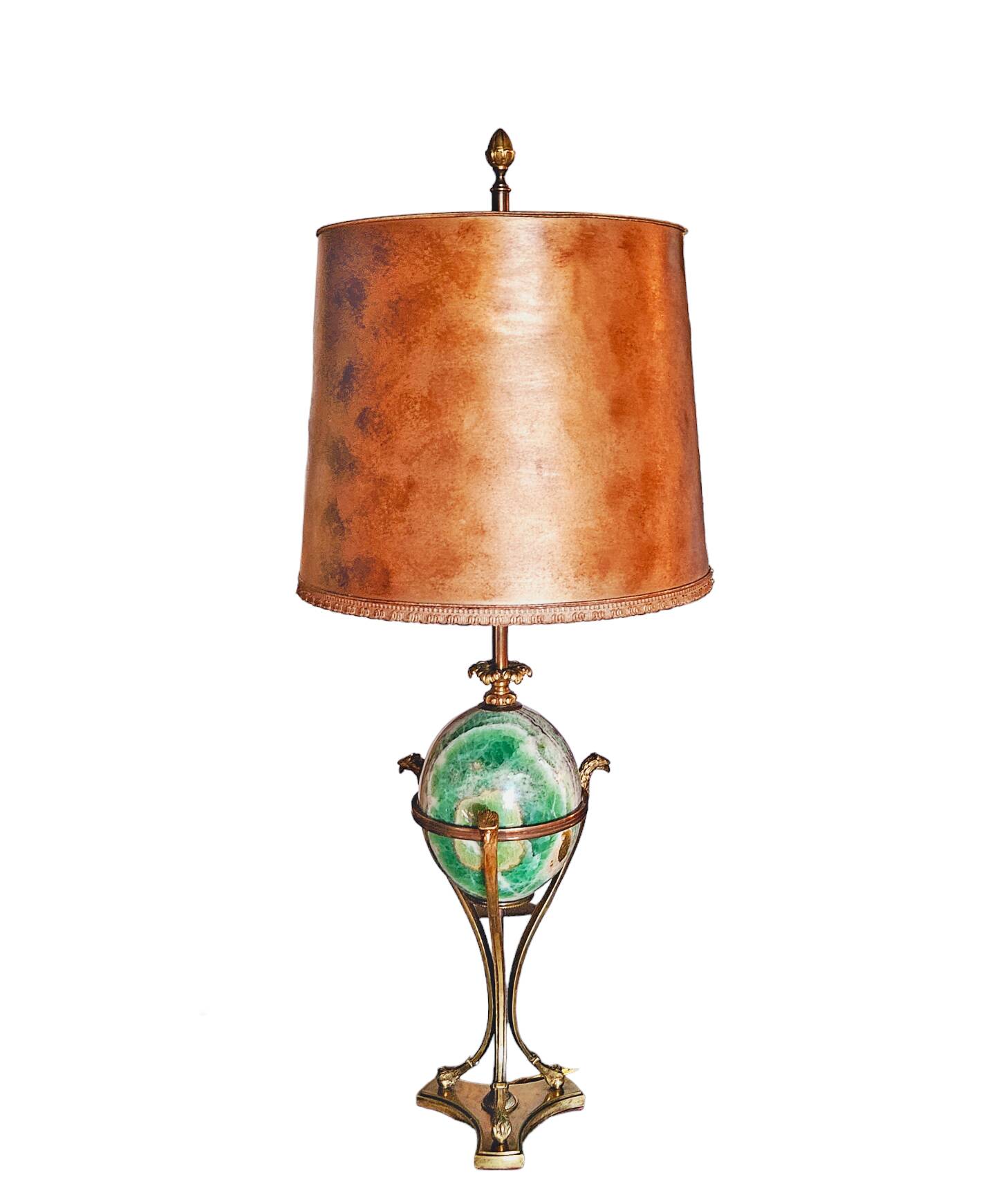 Neoclassical Bronze & Fluor Spar Lamp Signed Maison Charles