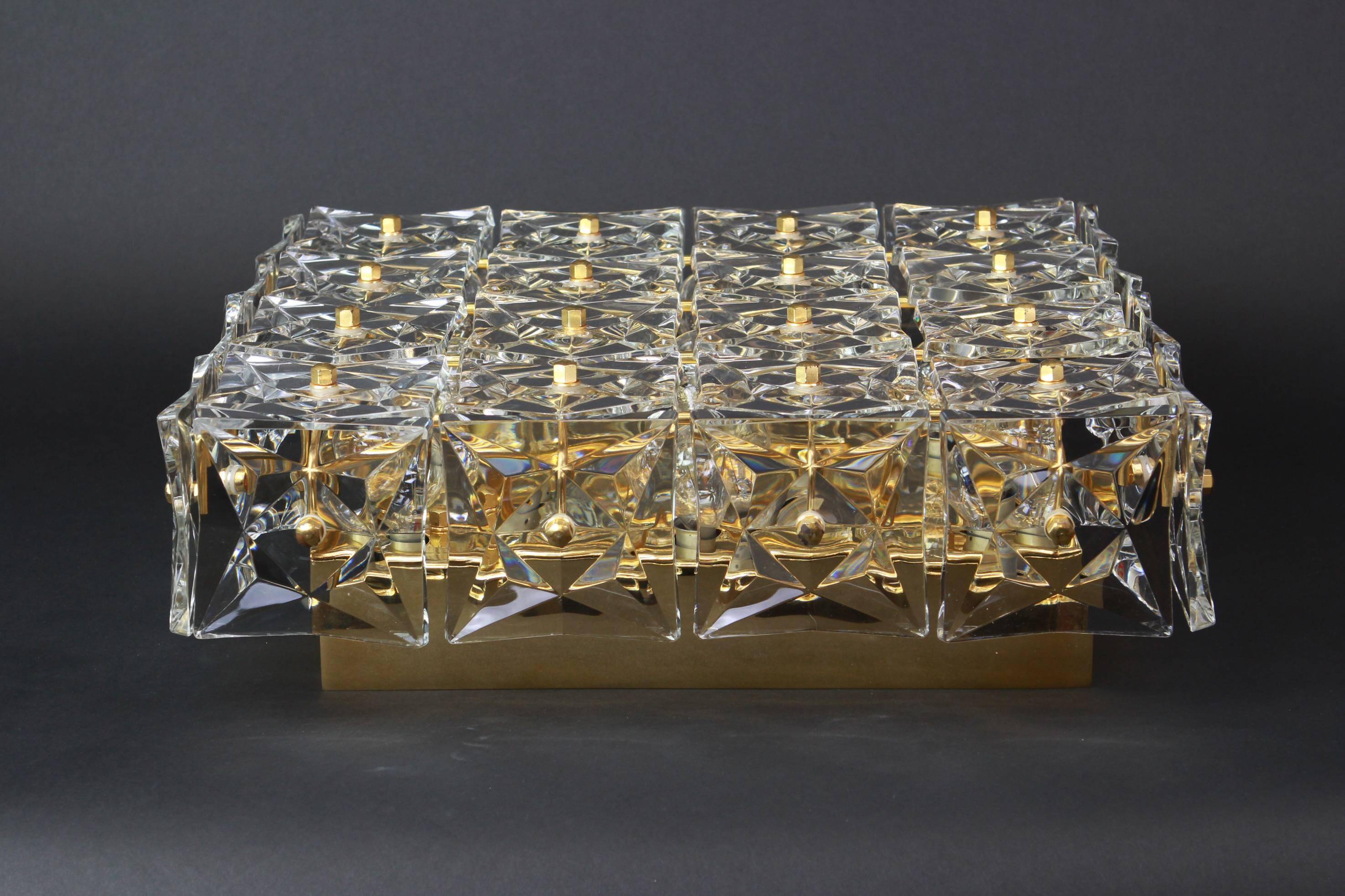 Large faceted crystal ceiling light by Kinkeldey, Germany, 1970s.